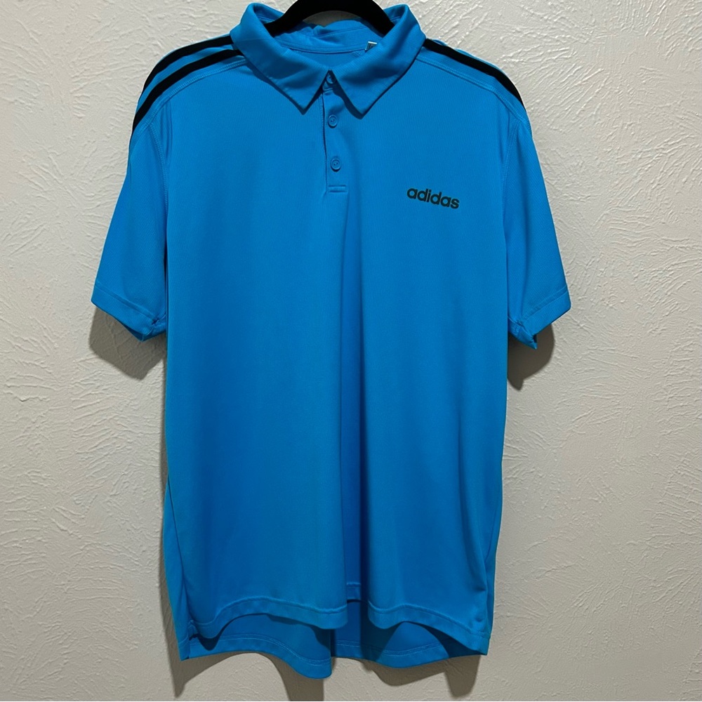 Adidas Men's XL Vibrant Blue Polo with Black Accents